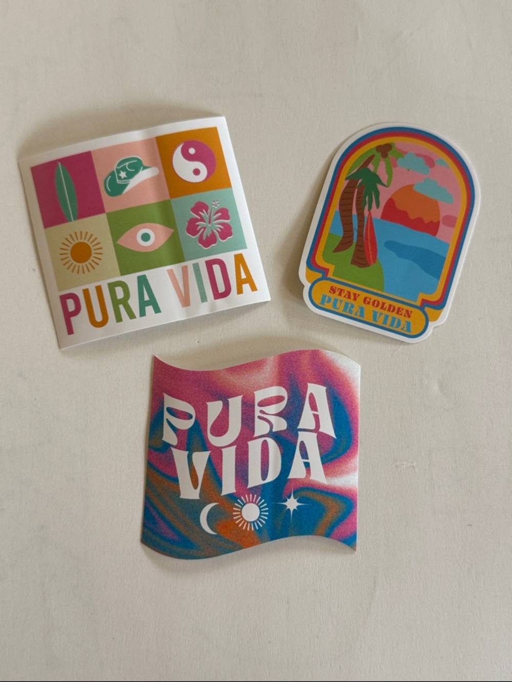 Pura Vida Multicolor Retro Sticker Set